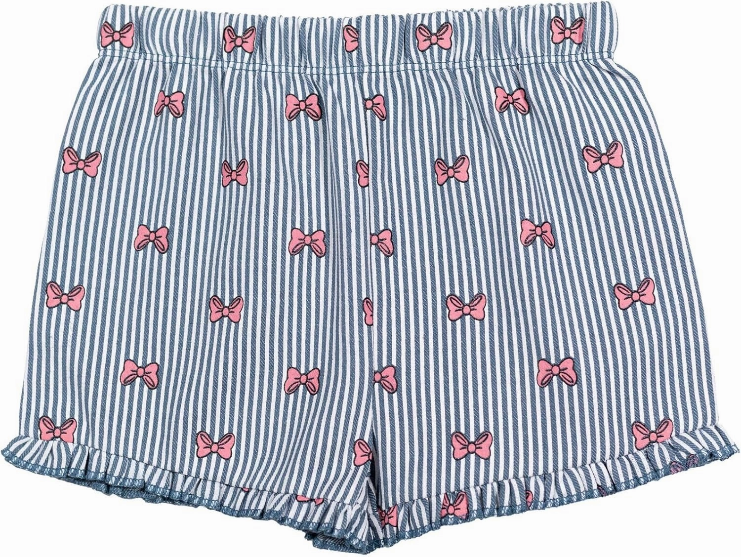 Disney Minnie Mouse Rainbow Floral T-Shirt and Chambray Shorts Outfit Set Infant to Big Kid Sizes (12 Months - 14-16)