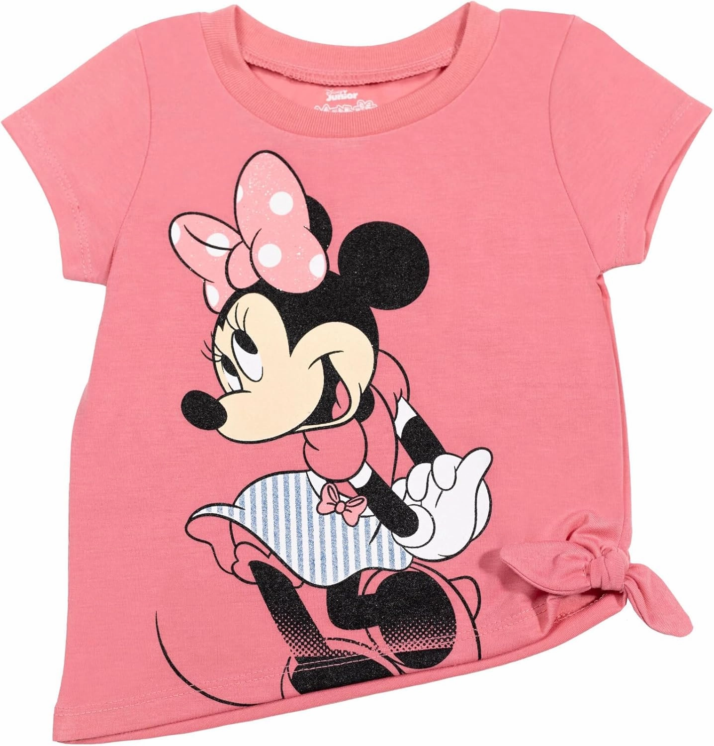 Disney Minnie Mouse Rainbow Floral T-Shirt and Chambray Shorts Outfit Set Infant to Big Kid Sizes (12 Months - 14-16)