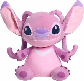 Disney Stitch Comfort Weighted Plush Angel, Officially Licensed, 14-inch Stuffed Animal, Super Soft Snuggly Stretchy Fabric, Alien, Pink, Kids Toys for Ages 3 Up by Just Play