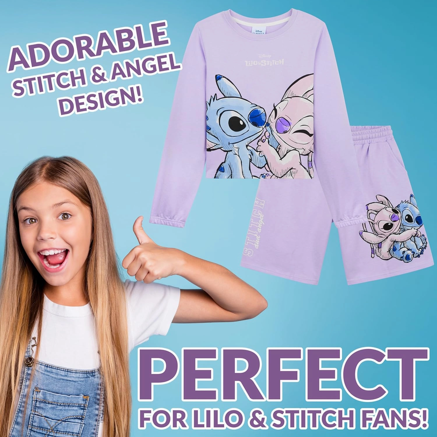 Disney Stitch Track Suit Girls Activewear Sweatsuit Teens 2pcs Sweatsuit Kids Clothing