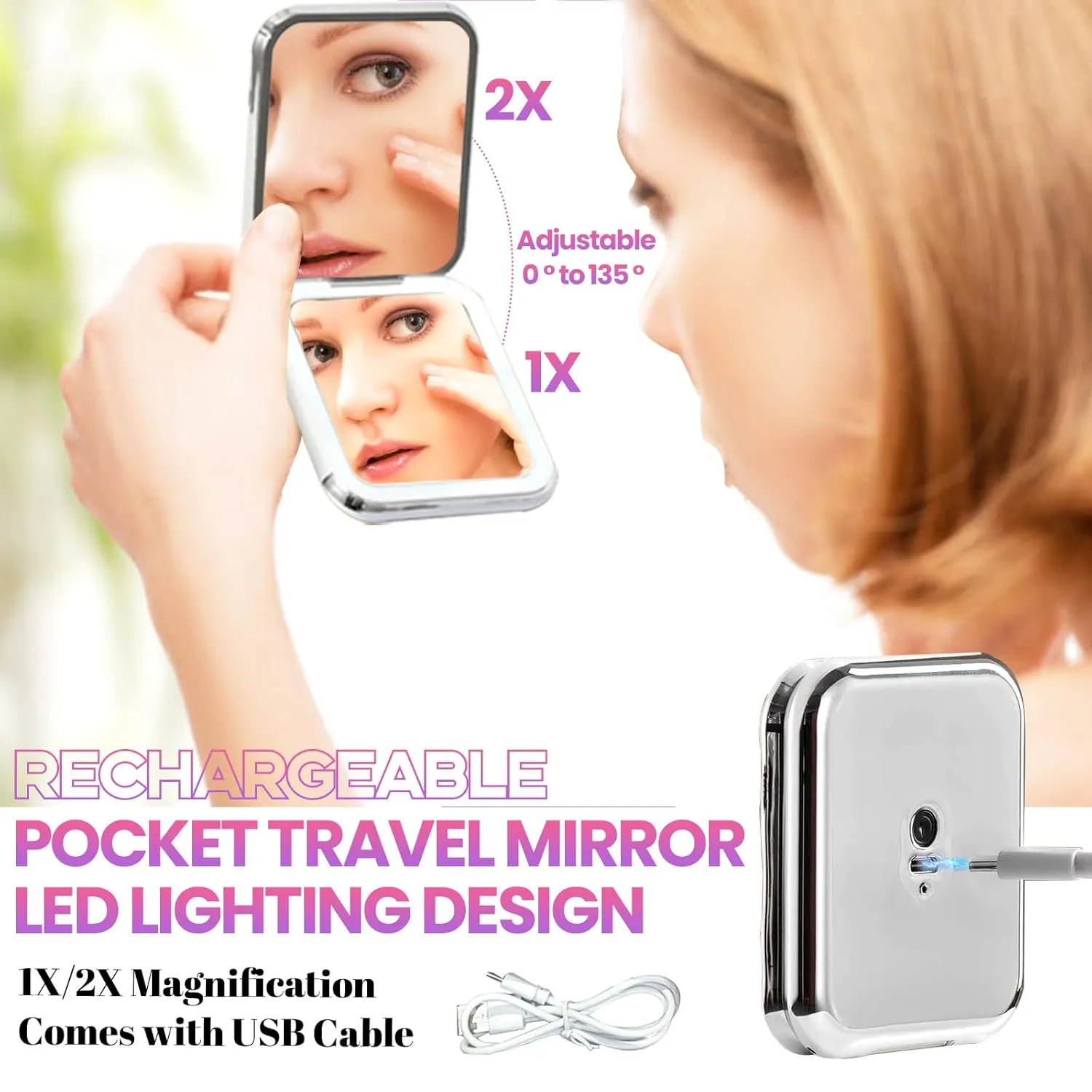DIY Lash Extension Kit 584pcs Lashes Clusters with Bottom Lashes,1X/2X Magnification Compact Mirror with Light,Lash Bond and Seal,Eyelash Remover Tweezers Applicator Mascara Brush
