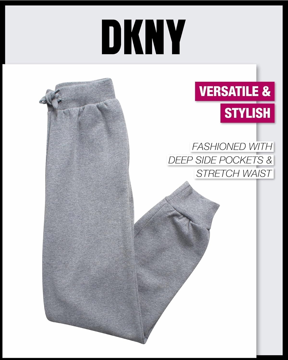 DKNY Girls' Jogger Set - 2 Piece Soft Fleece Athletic Pullover Hooded Sweatshirt and Jogger Sweatpants for Girls (Sizes:7-12)