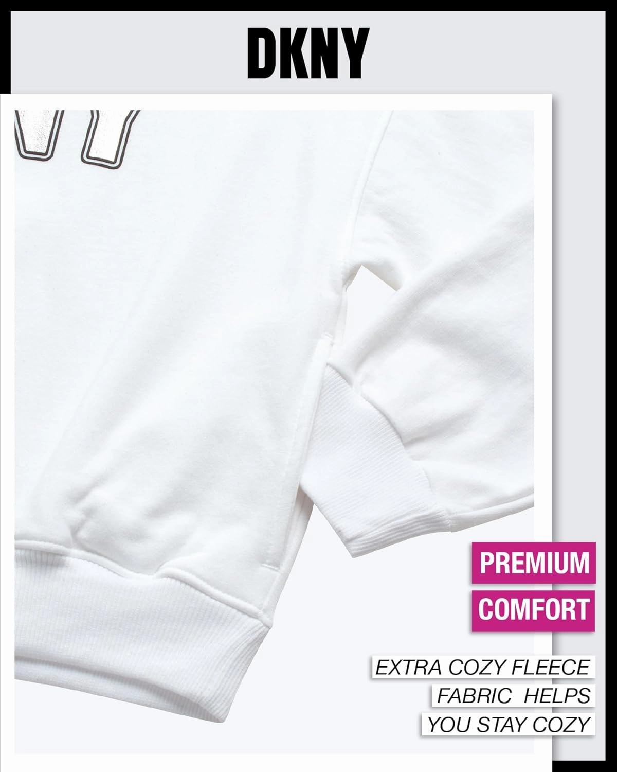 DKNY Girls' Jogger Set - 2 Piece Soft Fleece Athletic Pullover Hooded Sweatshirt and Jogger Sweatpants for Girls (Sizes:7-12)