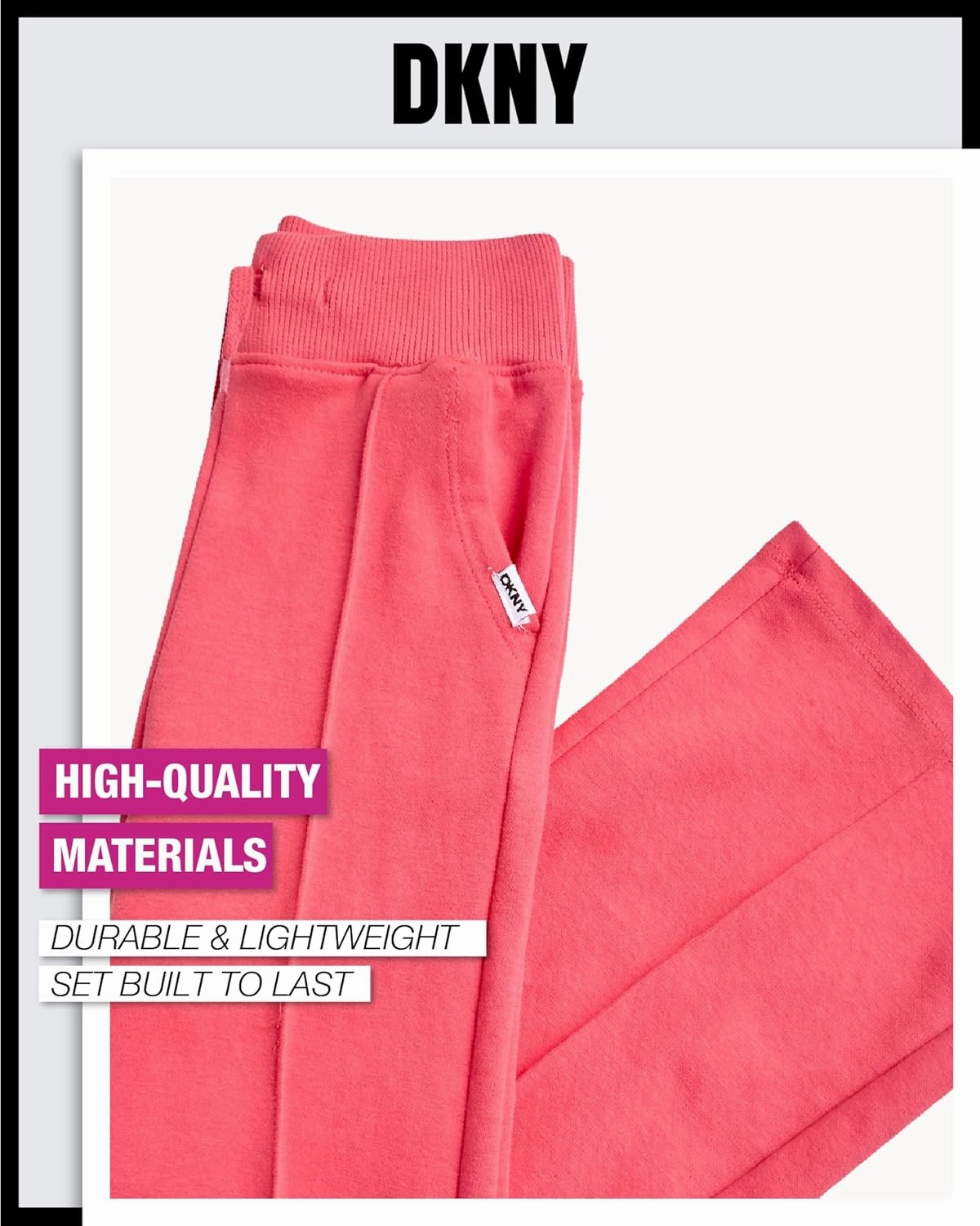 DKNY Girls' Jogger Set - 2 Piece Soft Fleece Athletic Pullover Hooded Sweatshirt and Jogger Sweatpants for Girls (Sizes:7-12)