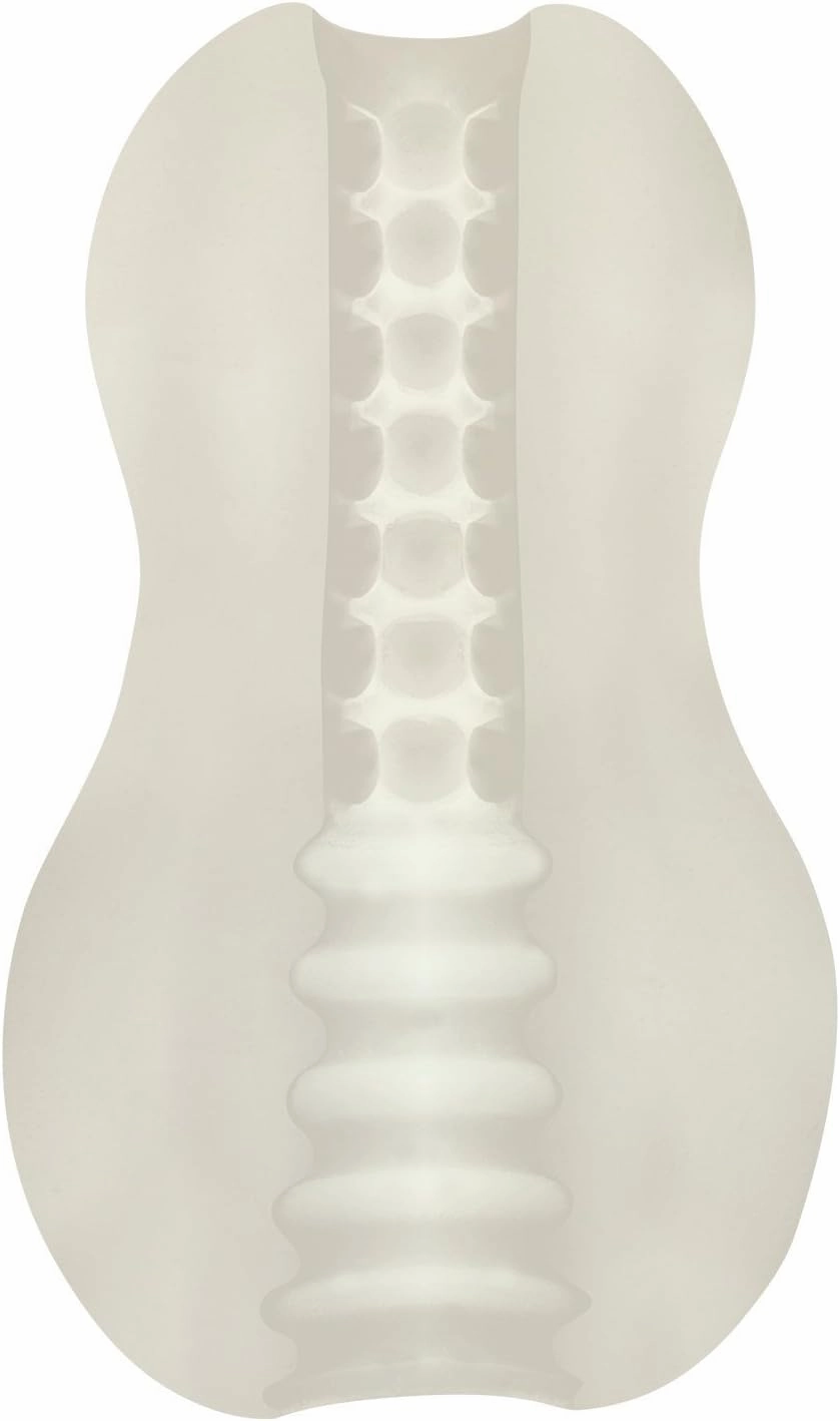 Doc Johnson Mood - Exciter - ULTRASKYN - Dual Texture Stroker - Narrow Side Has Massage Beads, Wide Side Has Thick Ribbing - Discrete - Male Masturbator - Frost