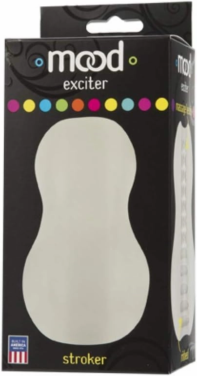 Doc Johnson Mood - Exciter - ULTRASKYN - Dual Texture Stroker - Narrow Side Has Massage Beads, Wide Side Has Thick Ribbing - Discrete - Male Masturbator - Frost
