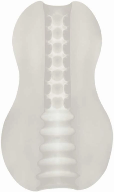 Doc Johnson Mood - Exciter - ULTRASKYN - Dual Texture Stroker - Narrow Side Has Massage Beads, Wide Side Has Thick Ribbing - Discrete - Male Masturbator - Frost