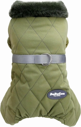 Dog Coat Jacket Windproof Cold Weather Coat 4 Legs Warm Dog Jumpsuit Winter Thick Clothes Snow Proof Coat Cotton Dog Coat for Small Dog Medium Dog Cat Green M