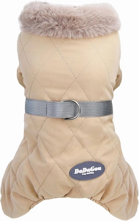 Dog Coat Jacket Windproof Cold Weather Coat 4 Legs Warm Dog Jumpsuit Winter Thick Clothes Snow Proof Coat Cotton Dog Coat for Small Dog Medium Dog Cat Khaki M