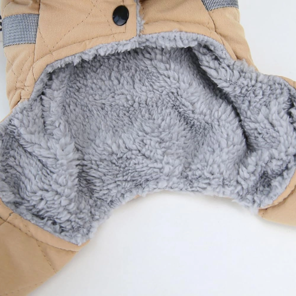 Dog Coat Jacket Windproof Cold Weather Coat 4 Legs Warm Dog Jumpsuit Winter Thick Clothes Snow Proof Coat Cotton Dog Coat for Small Dog Medium Dog Cat Khaki M