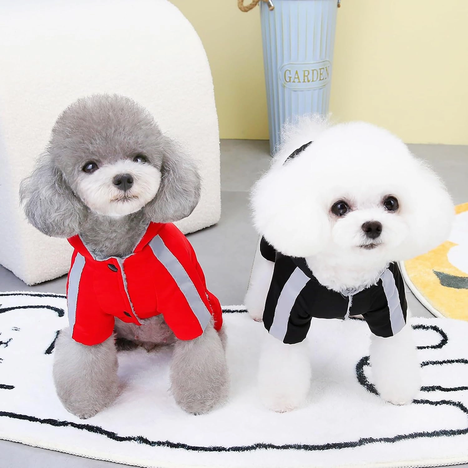 Dog Coat Pet Apparel Jumpsuit Windproof Cold Weather Coat 4 Legs Sports Jacket Warm Winter Thick Clothes Snow Proof Coat Cotton Dog Coat for Small Dog Medium Dog Cat Black M