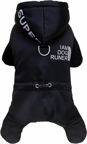 Dog Coat Pet Apparel Jumpsuit Windproof Cold Weather Coat 4 Legs Sports Jacket Warm Winter Thick Clothes Snow Proof Coat Cotton Dog Coat for Small Dog Medium Dog Cat Black M
