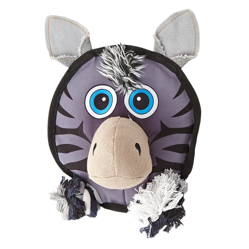 Dogline - 7" Round Zebra - Squeak & Rope
