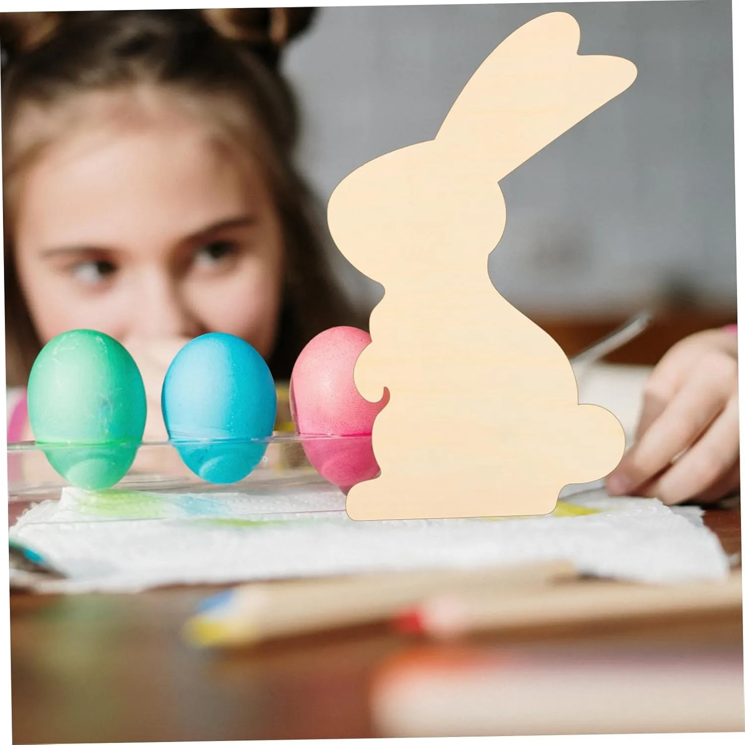 DOITOOL 10pcs Easter Bunny Cutouts Wooden Slices Large Easter Decor for Boys and Girls Present Decorations