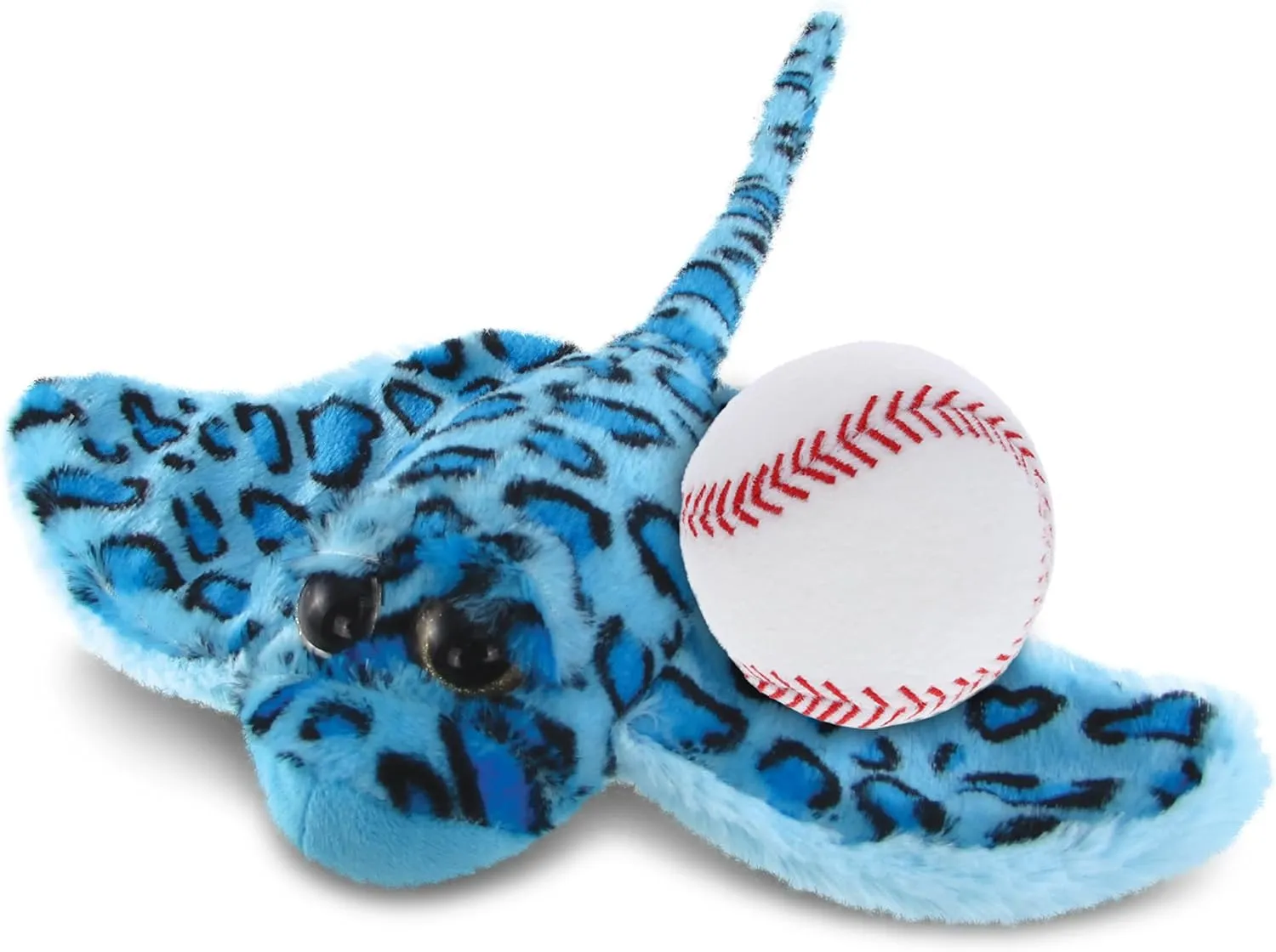 DolliBu Blue Sting Ray Stuffed Animal with Baseball Plush - Soft Huggable Sting Ray, Adorable Plush Toy, Personalized Plush Doll Animal Toy for Kids and Adults - 15 Inch