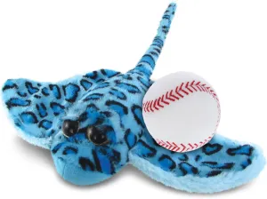DolliBu Blue Sting Ray Stuffed Animal with Baseball Plush - Soft Huggable Sting Ray, Adorable Plush Toy, Personalized Plush Doll Animal Toy for Kids and Adults - 15 Inch