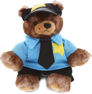 DolliBu Cute Sitting Grizzly Police Officer Plush Toy - Super Soft Bear Cop Stuffed Animal Dress Up with Cute Cop Uniform and Cap Outfit Gift for Law Enforcement, Sheriff, Security Guard - 6.5 Inches