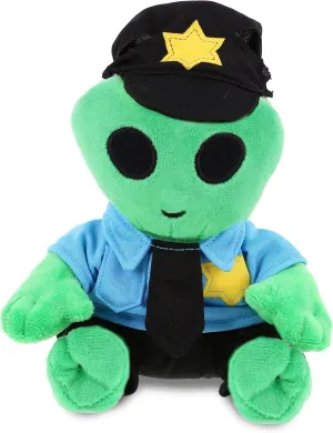 DolliBu Green Alien Police Officer Plush Toy - Super Soft Alien Cop Stuffed Animal Dress Up with Cute Cop Uniform and Cap Outfit - Gift with Personalization - 6 Inches