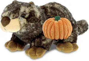 DolliBu Halloween Stuffed Animal Lying Marmot Plush with Pumpkin - Cute Lying Marmot Stuffed Animal with Small Pumpkin Plush Perfect Halloween Plush Toys for Baby, Kids, Adults - 11 Inches