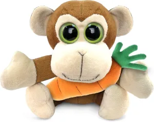 DolliBu Happy Easter Big-Eyed Monkey Soft Plush with Carrot - Cute Stuffed Animals with Carrot Plush Toy, Spring Easter Plush Animal - 6 Inches