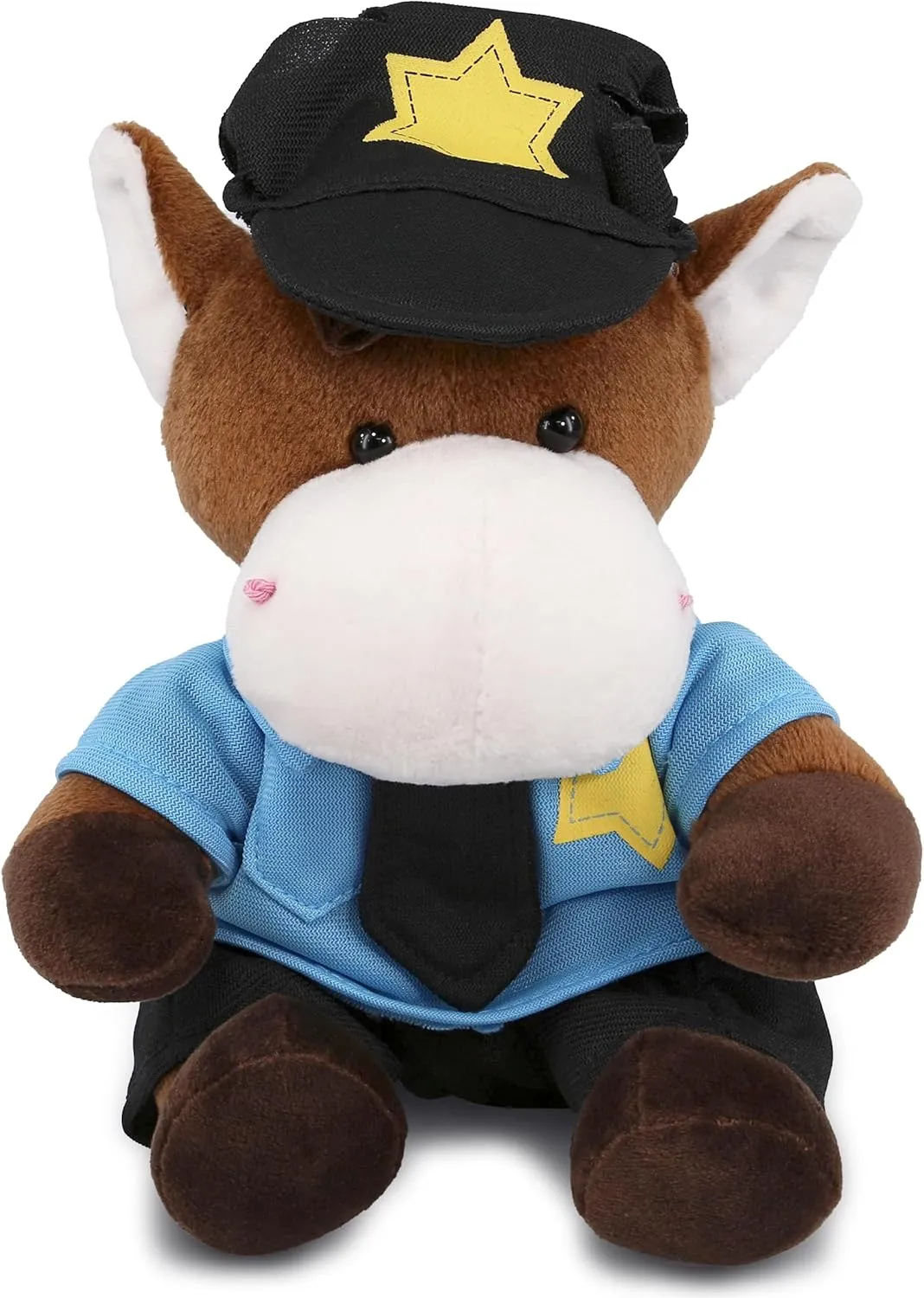 DolliBu Horse Police Officer Plush Toy - Super Soft Horse Cop Stuffed Animal Dress Up with Cute Cop Uniform and Cap Outfit Gift for Law Enforcement, Sheriff, Security Guard - 6 Inches