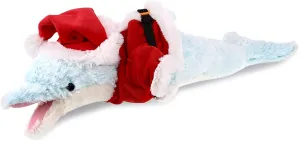 DolliBu Santa Blue Dolphin Stuffed Animal Plush Toy - Super Soft Ocean Life Animal Dress Up with Red Santa Claus Hat, Cute Ocean Life Gift, Perfect with Name Personalization - 18 Inches