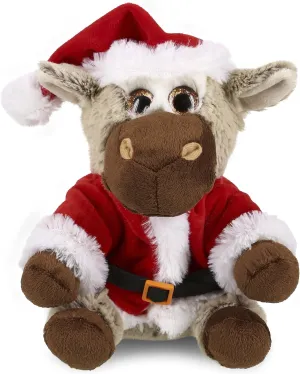 DolliBu Santa Floppy Donkey Stuffed Animal Plush Toy - Super Soft Wild Animal Dress Up with Red Santa Claus Outfit, Cute Wildlife Gift, Holiday with Name Personalization - 7 Inches