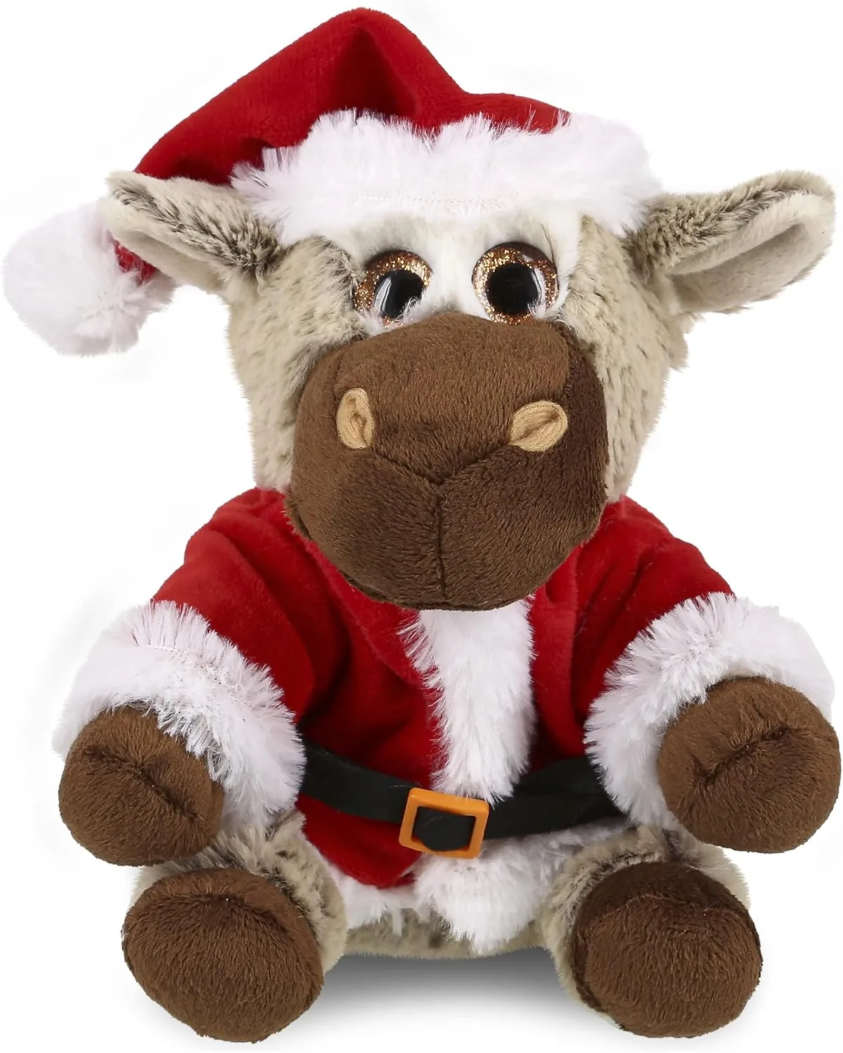 DolliBu Santa Floppy Donkey Stuffed Animal Plush Toy - Super Soft Wild Animal Dress Up with Red Santa Claus Outfit, Cute Wildlife Gift, Holiday with Name Personalization - 7 Inches