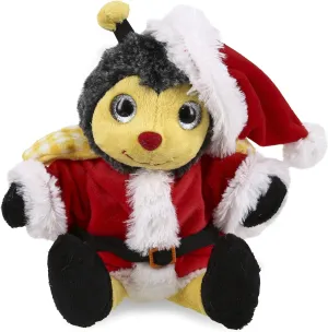 DolliBu Santa Sitting Bee Stuffed Animal Plush Toy - Super Soft Wild Animal Dress Up with Red Santa Claus Outfit, Cute Wildlife Gift, Holiday with Name Personalization - 6 Inches