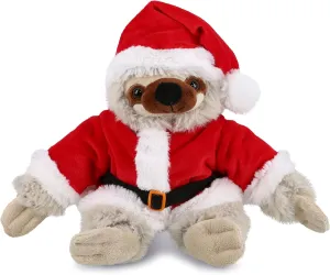DolliBu Santa Sloth Stuffed Animal Plush Toy - Super Soft Wild Animal Dress Up with Red Santa Claus Outfit, Wildlife Gift, Perfect Holiday with Name Personalization - 6.5 Inches