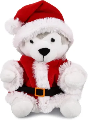 DolliBu Santa Wolf Stuffed Animal Plush Toy - Super Soft Wild Animal Dress Up with Red Santa Claus Outfit, Cute Wildlife Gift, Perfect Holiday 6 Inches