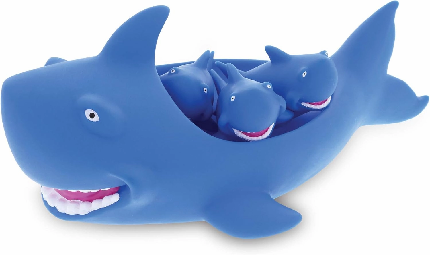 Dollibu Family Animal Bath Squirters 4 Piece Bath Toy Set, Toddler Bath Toys for Bathtime & Water Fun, Girls & Boys Floating Rubber Squirt Toys, Floaty Pool Toys for Toddlers & Kids - Blue Shark