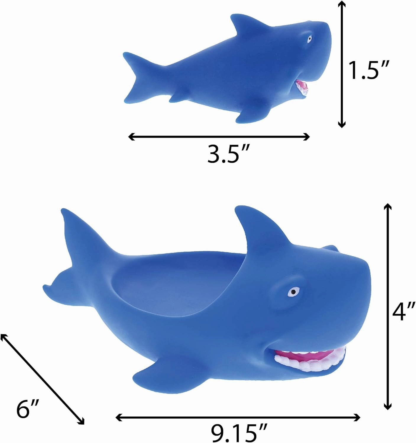Dollibu Family Animal Bath Squirters 4 Piece Bath Toy Set, Toddler Bath Toys for Bathtime & Water Fun, Girls & Boys Floating Rubber Squirt Toys, Floaty Pool Toys for Toddlers & Kids - Blue Shark