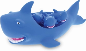 Dollibu Family Animal Bath Squirters 4 Piece Bath Toy Set, Toddler Bath Toys for Bathtime & Water Fun, Girls & Boys Floating Rubber Squirt Toys, Floaty Pool Toys for Toddlers & Kids - Blue Shark