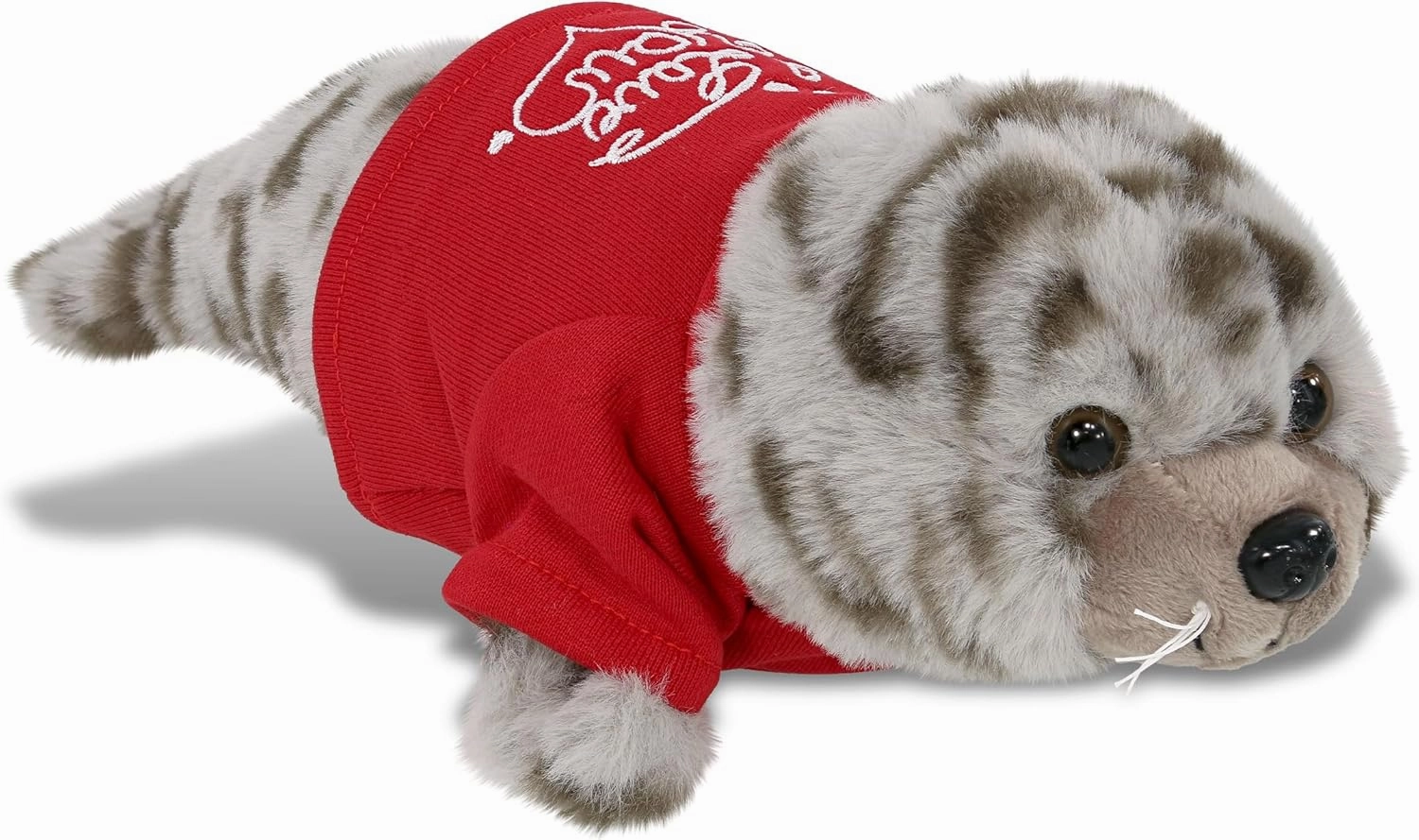 DolliBu I Love You Super Soft Seal Plush - Cute Seal Ocean Animal Stuffed Animal with I Love You Red Shirt for Valentine, Anniversary, Romantic Date, Boyfriend, or Girlfriend Gift - 12 inches
