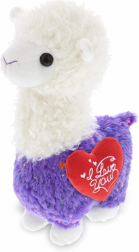 DolliBu I Love You Valentine Plush Purple Llama - Cute Stuffed Animal with Red Heart and Name Personalization Gift for Valentines Day, Birthday, Anniversary, Romantic Date - 11.5 Inches
