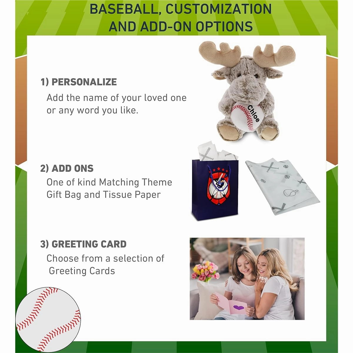 DolliBu Sitting Moose Stuffed Animal Baseball Plush Toy - Soft Plush Toy Huggable Moose Adorable Playtime Stuffed Animal Cute Wild Animal Gifts for Kids and Adults - 11 Inch