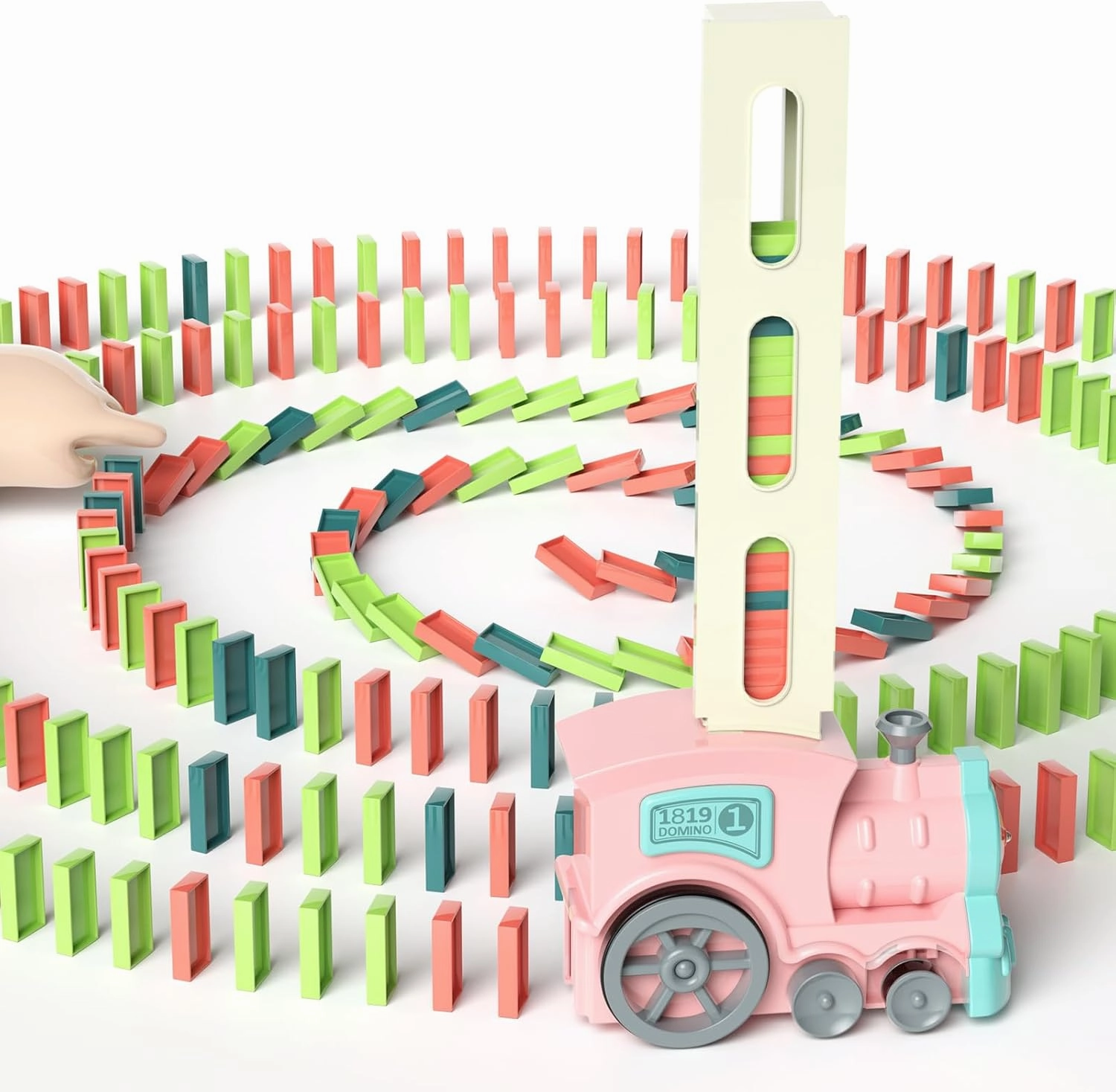 Domino Train Toddler Toys: Automatic Dominoes Building Set Rally - Toys for Girls 4-6 Year Old Montessori Games for Kids Ages 3 4 5 6 - Autism Kids Games Christmas Birthday Gifts Age 3-5 5-7 Kid