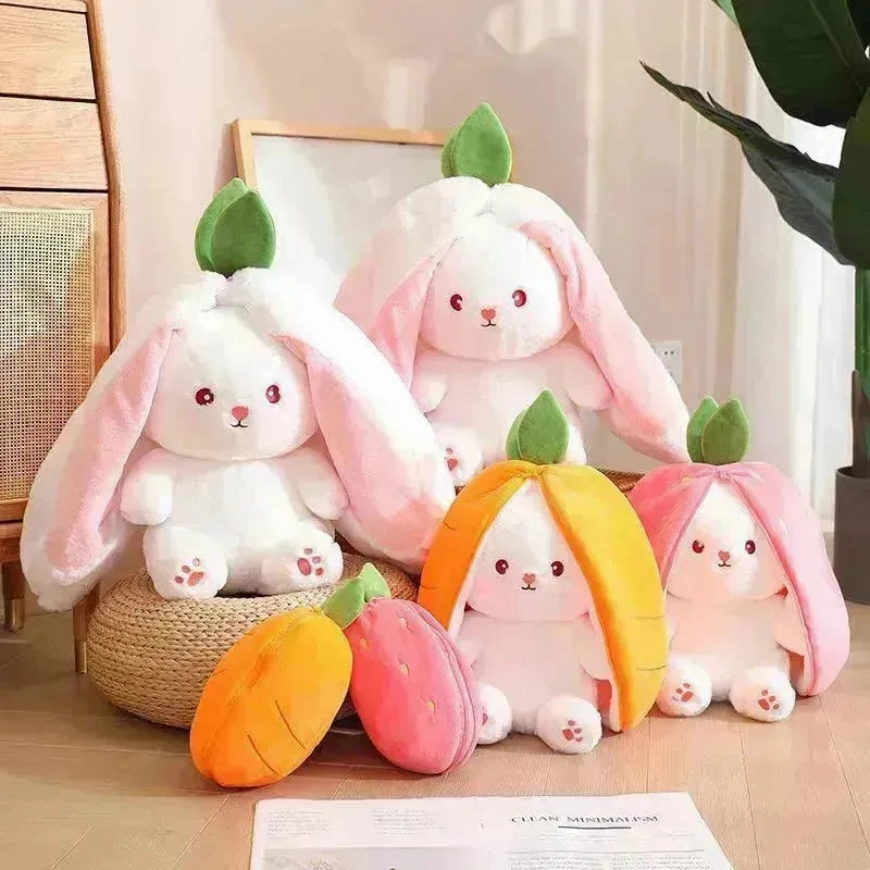 Double Delight: Reversible Strawberry Carrot Bunny Plush!
