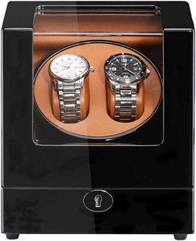 Double Watch Winder for Automatic Watches Wood Shell Piano Paint Exterior Adapter and Battery Powered Quiet Motor Watch Winder for Automatic Watches