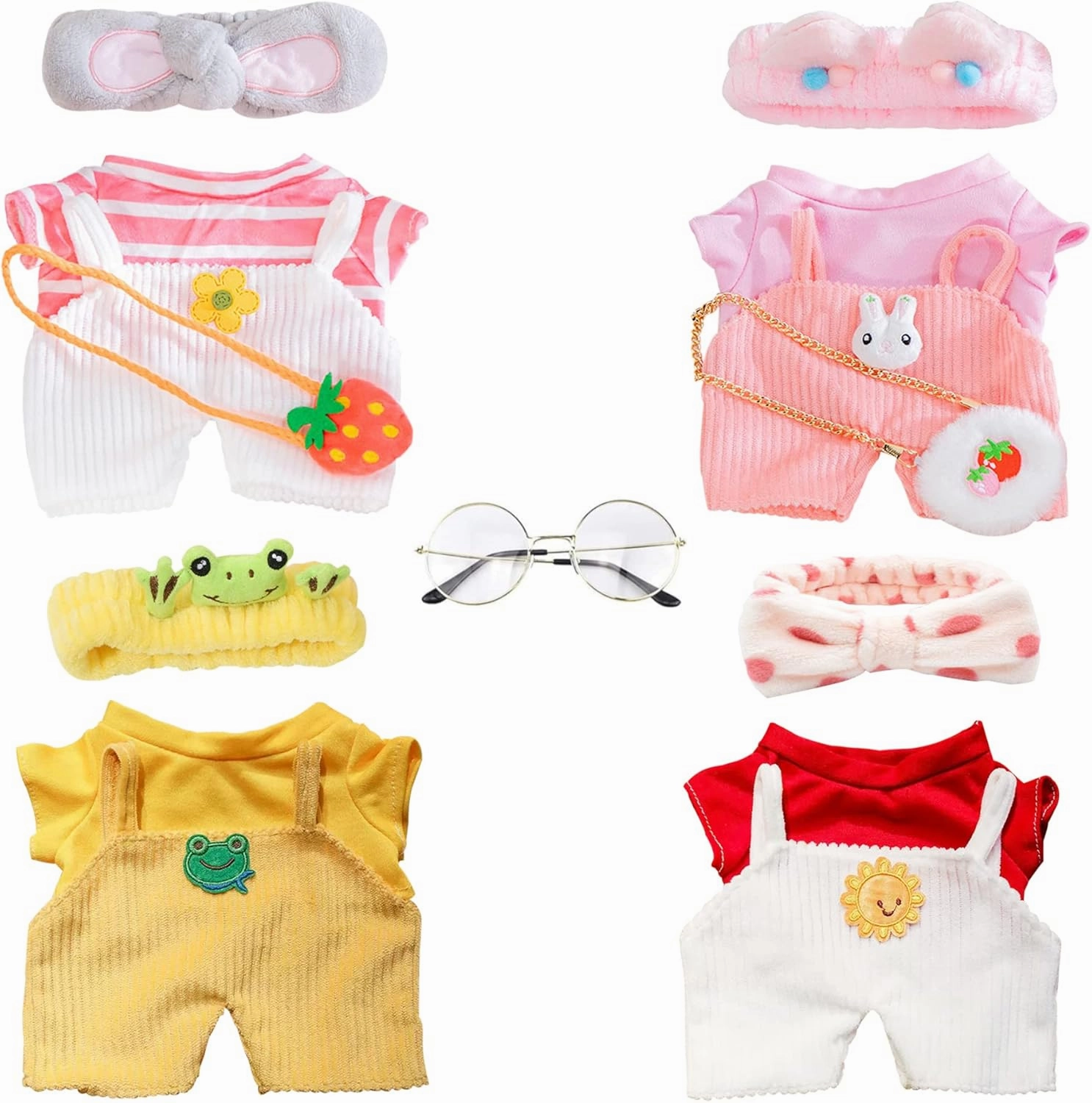 Duck Clothes Sets, 15 Pcs Kawaii Accessories for Cute Plushies, Cute Stuffed Animal Glasses and Clothing