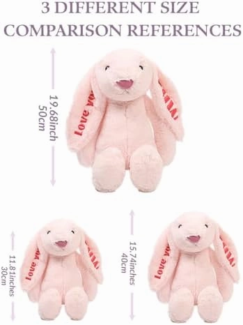 Easter Personalized Baby Gifts, Bunny Stuffed Animal for Babies with Embroidered Child's Name, Handmade Custom Plush Rabbit Toy for Girl Boy, Customized Cute Baby Items for Newborn, Kids