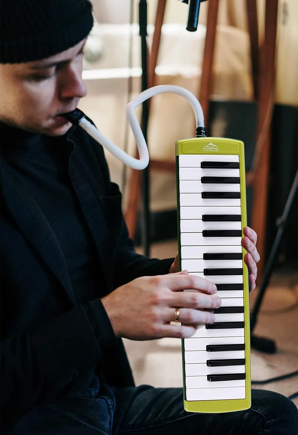 EASTROCK 32 Key Melodica Instrument Air Piano Keyboard Soprano Melodica with 2 Mouthpieces Tube Sets Carrying Bag for Beginners Adults Gift Green
