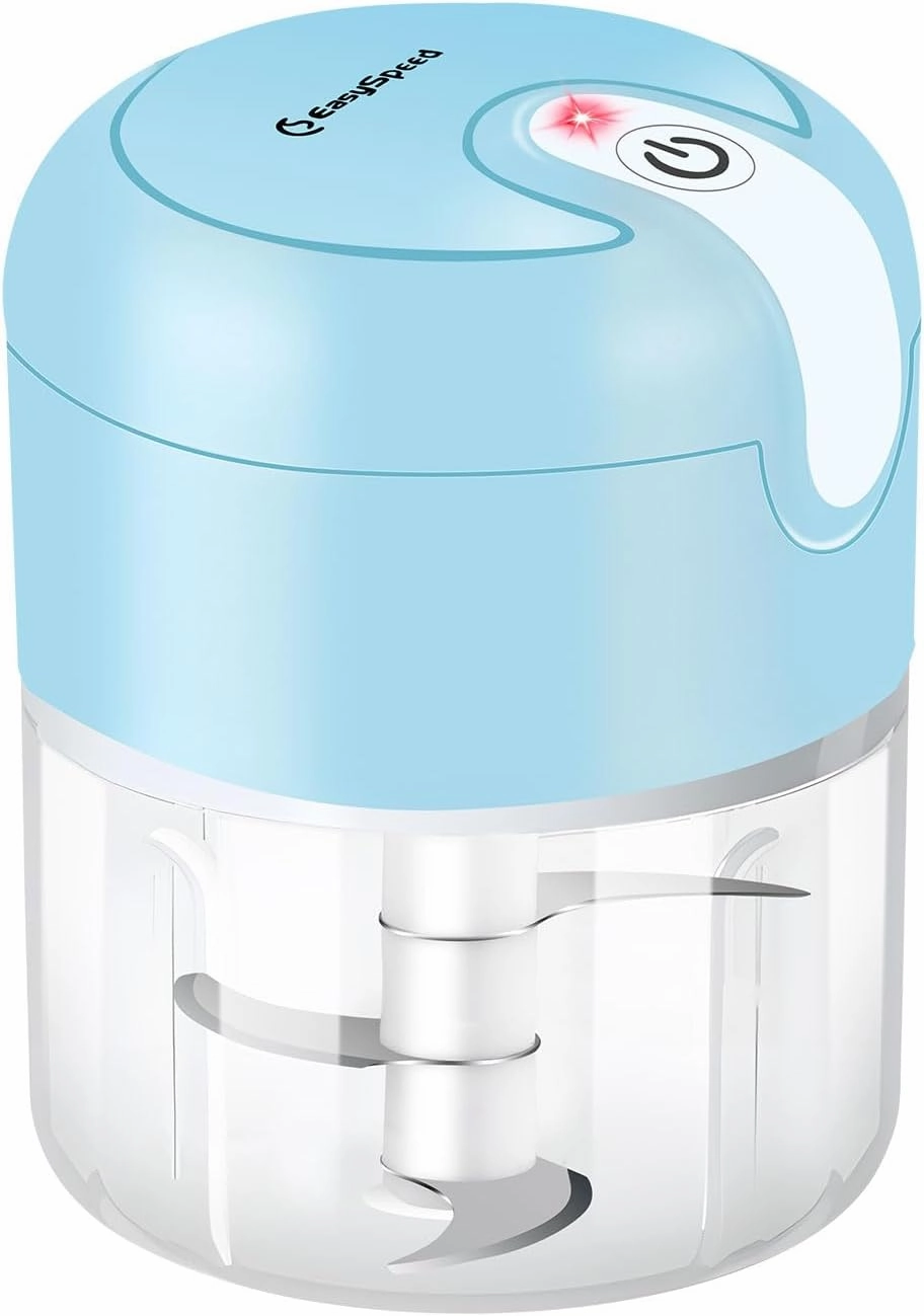 EASYSPEED Electric Garlic Chopper 1Cup, Mini USB Charging Wireless Food Processor with 304 Stainless Steel, 3 Sharp Blades, Portable Kitchen Meat Grinder for Onion, Garlic, Ginger, Chili, Baby Food