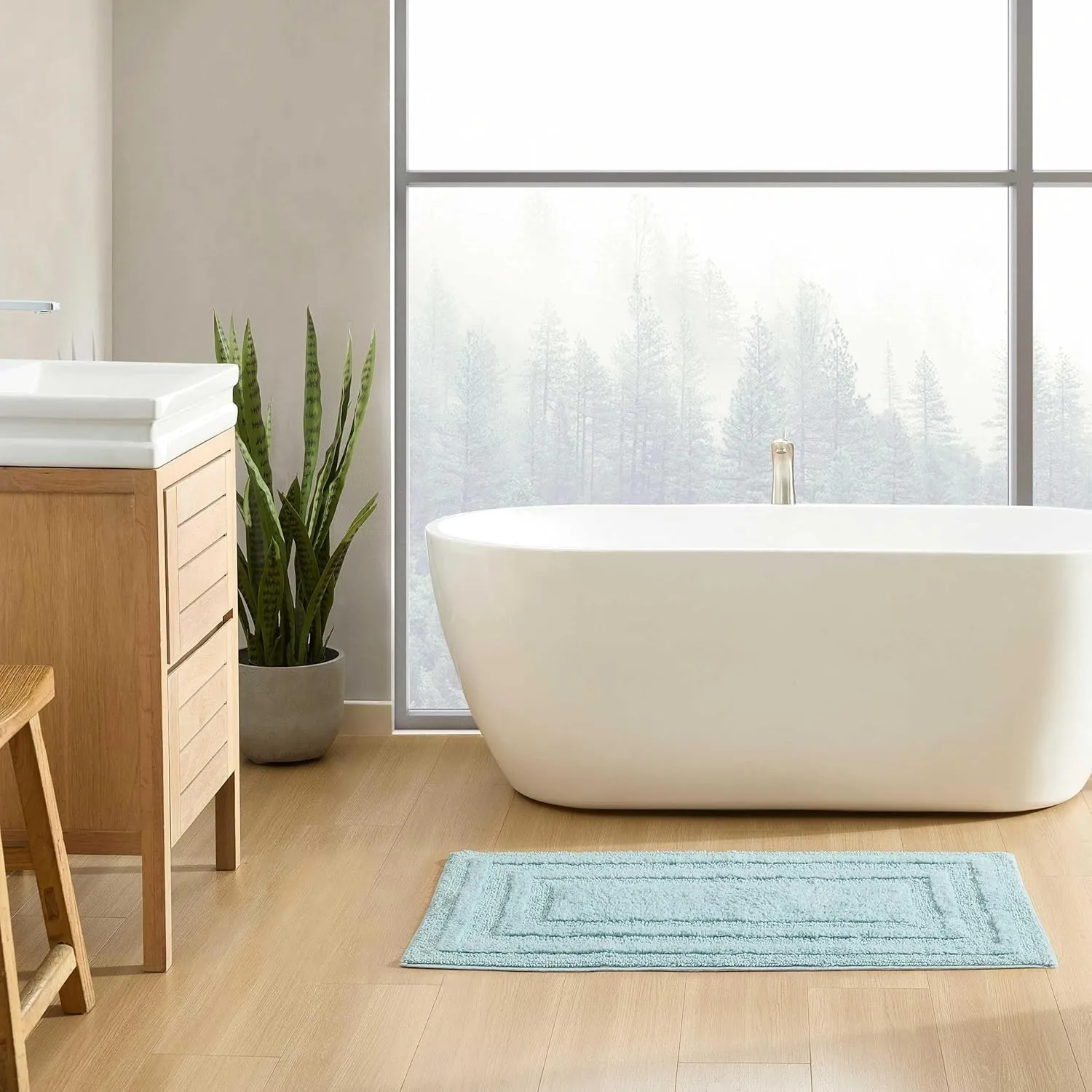 Eddie Bauer - Bath Rug, Soft Plush Tufted with Skid-Resistant Backing, Quick Dry & Super Absorbent (Logan Aqua, 24" x 40")