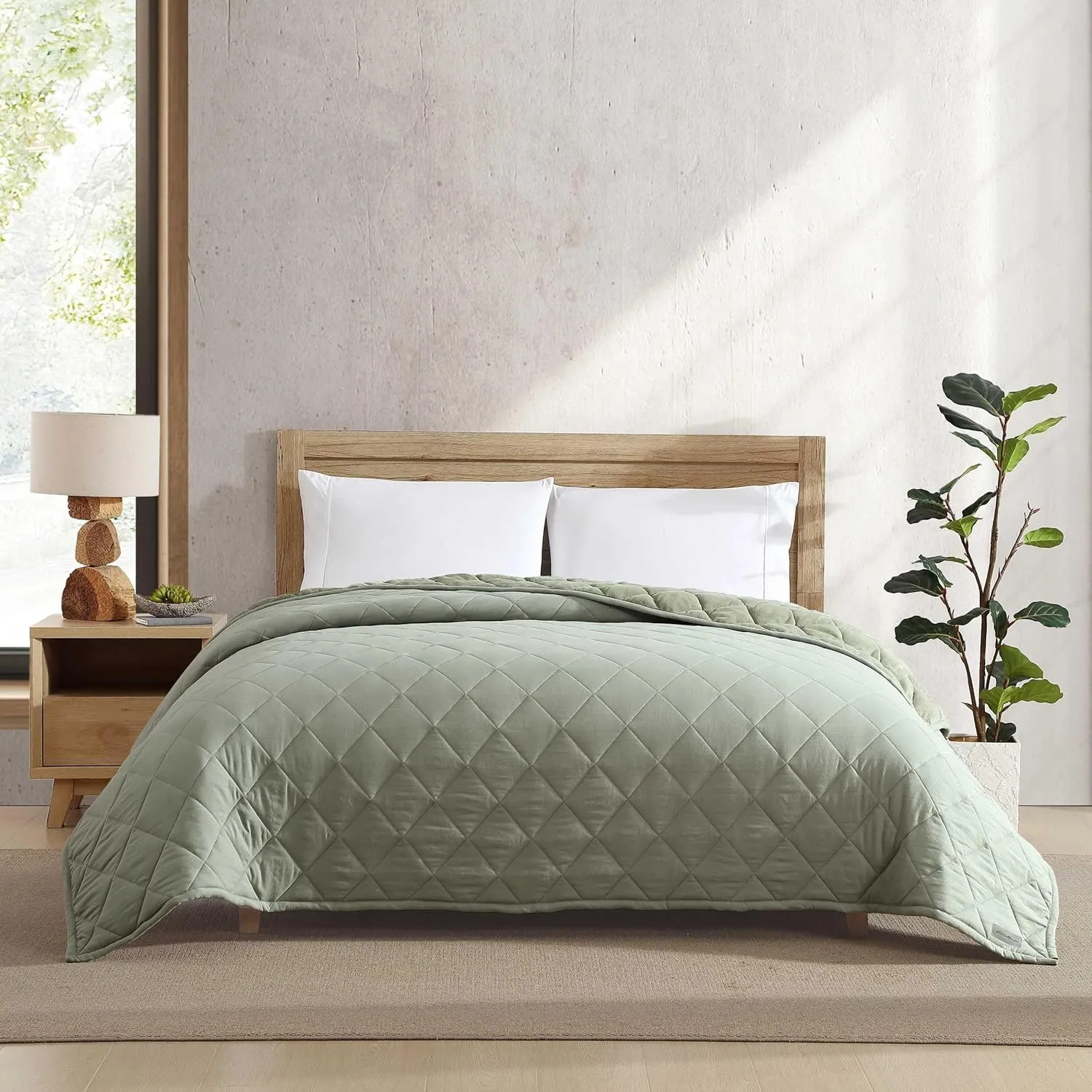 Eddie Bauer - Twin Blanket, Soft & Cozy Bedding, Quilted Home Decor (Classic Solid Green, Twin)
