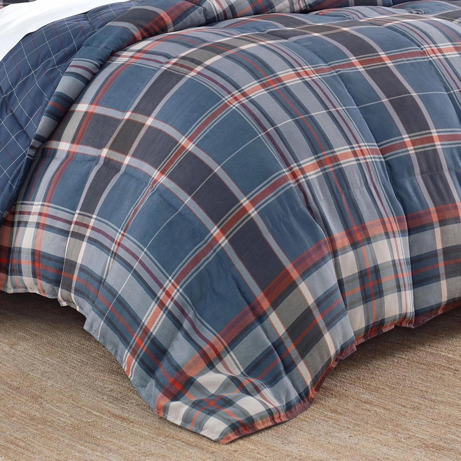Eddie Bauer - Queen Comforter Set, Reversible Down Alt Bedding with Matching Shams, Home Decor for Colder Months (Shasta Lake Navy, Queen)