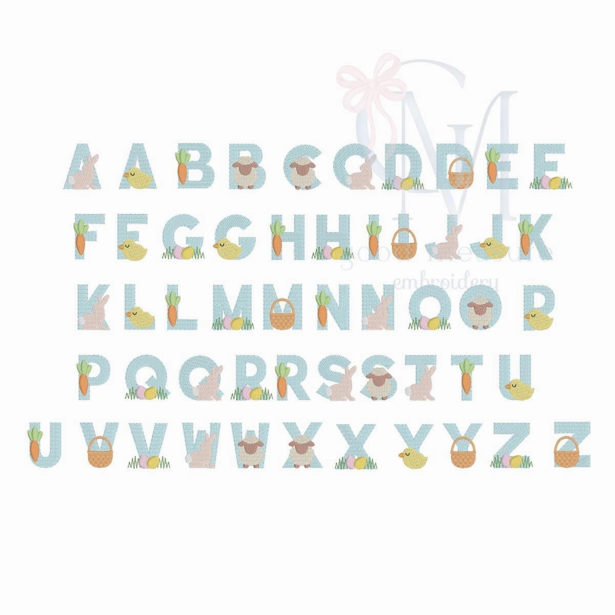 Egg Hunt Easter Font Embroidery Design