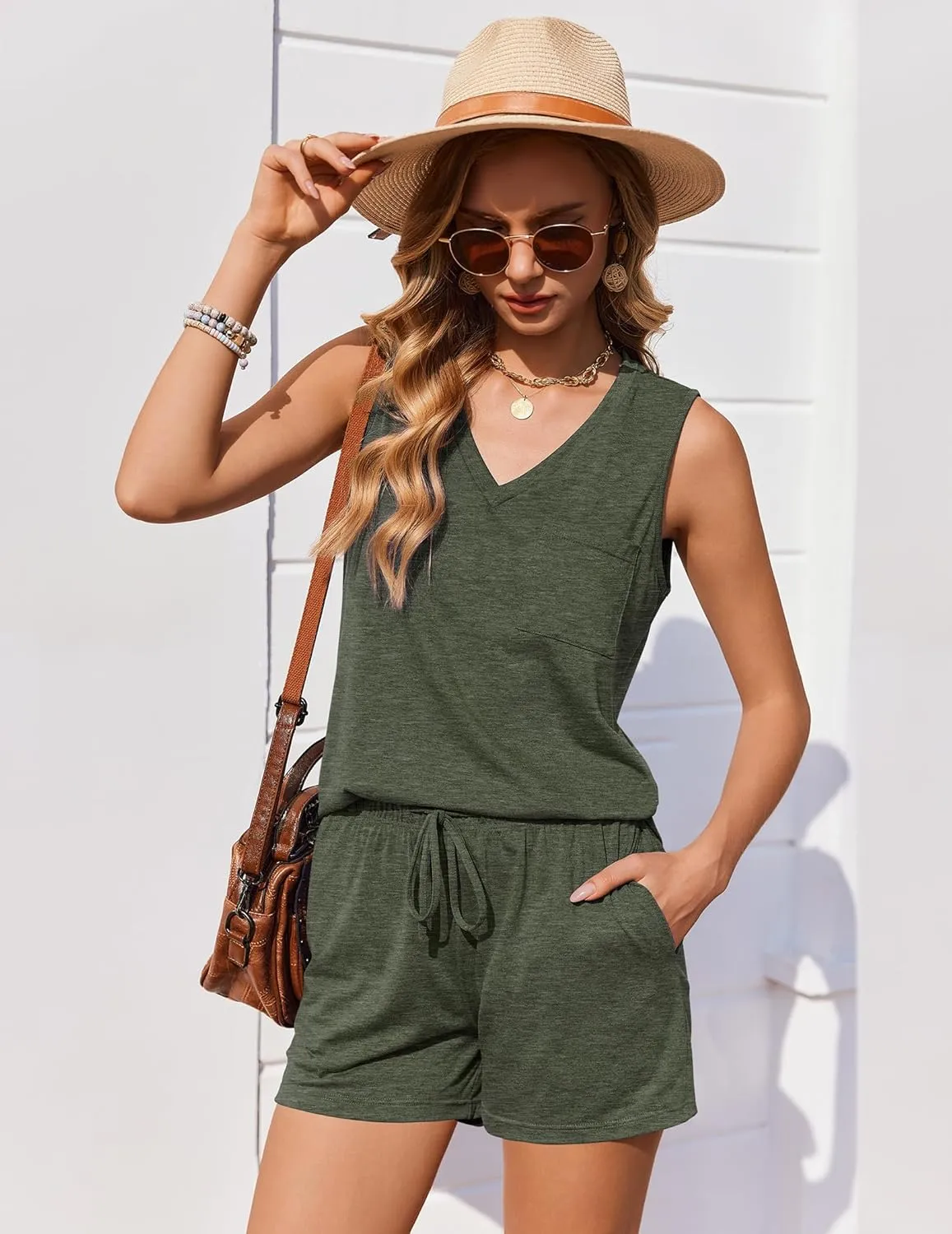 Ekouaer Pajamas for Women Set Cute Pjs Soft Sleepwear Summer Sleeveless Tops and Shorts Travel Lounge Sets with Pockets