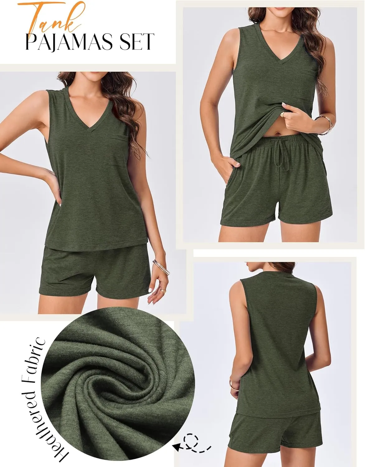 Ekouaer Pajamas for Women Set Cute Pjs Soft Sleepwear Summer Sleeveless Tops and Shorts Travel Lounge Sets with Pockets